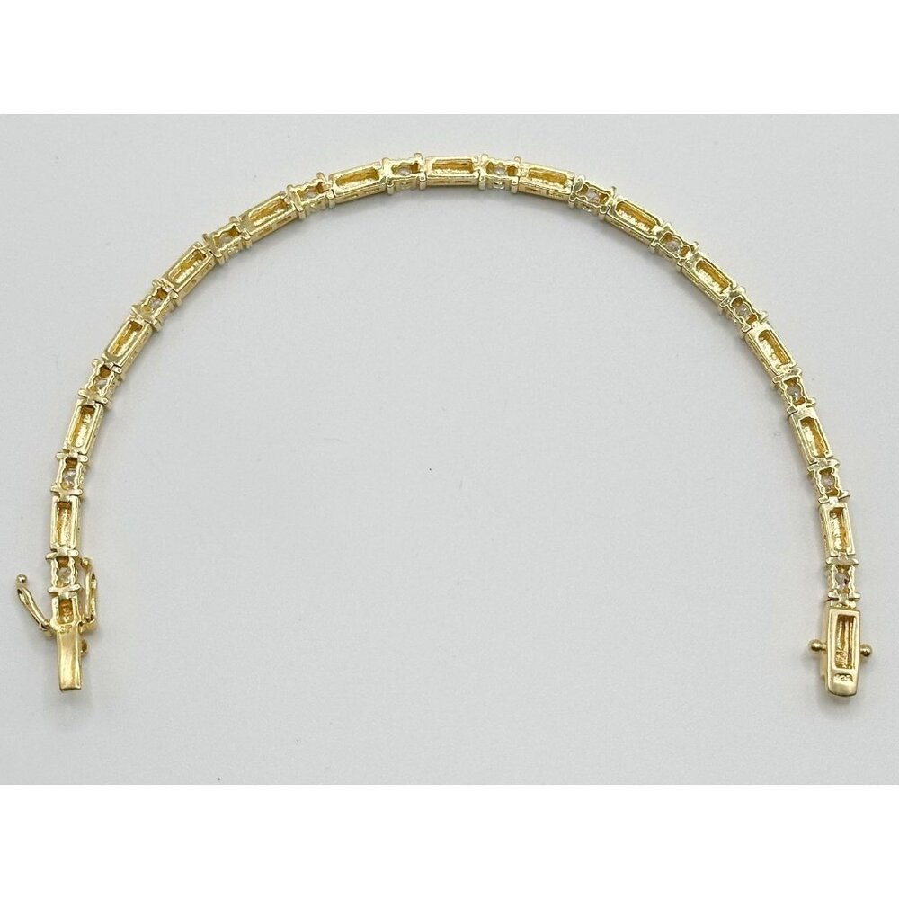 Gold Plated Sterling Silver Rhinestone Tennis Bracelet 7.5”‎ - Picture 4 of 6